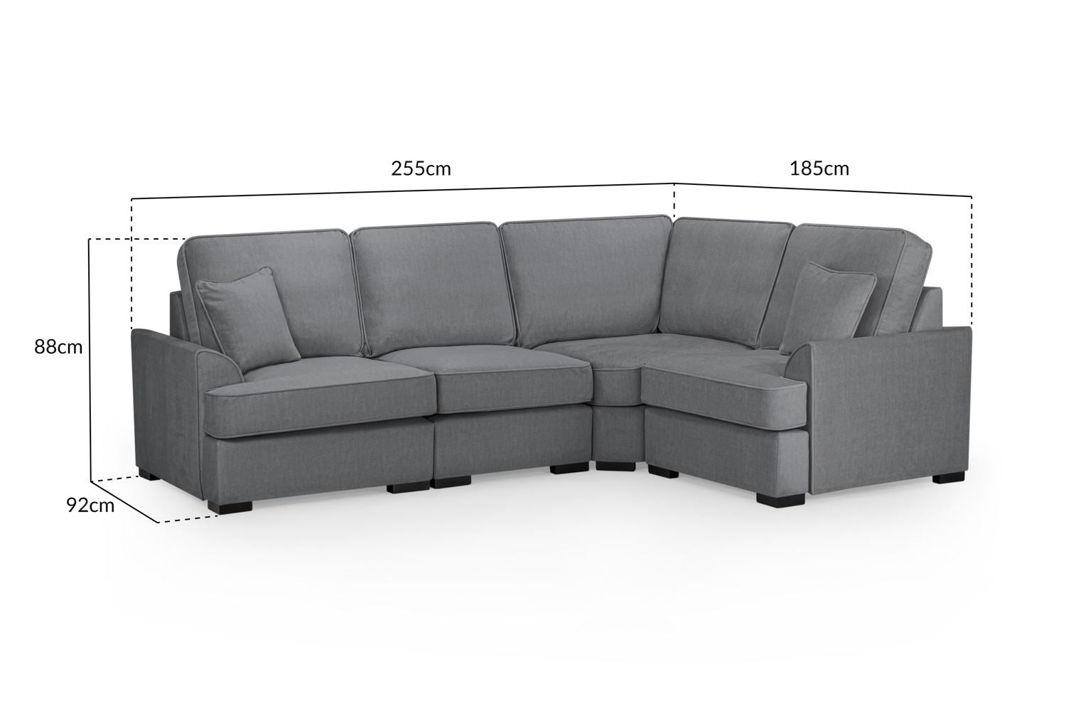 Stylish Grey Universal Corner Sofa: Foam-Filled, Removable Covers, Soft Polyester Fabric