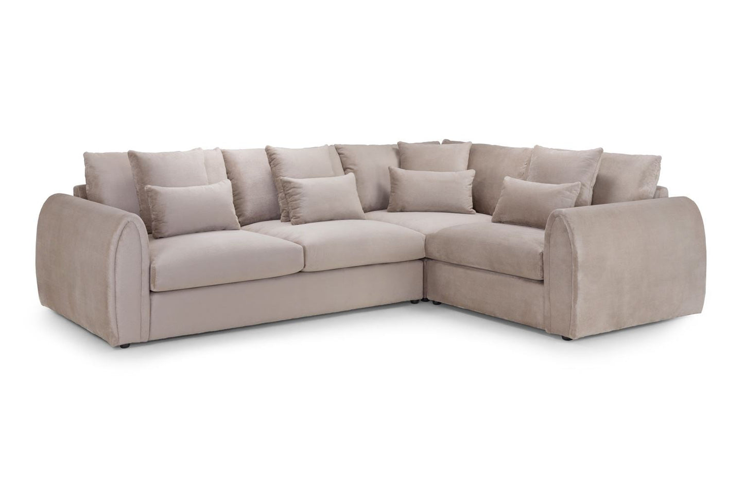 Plush Mirabel Mocha Right-Hand Corner Sofa: Luxurious Velvet Upholstery & Comfort