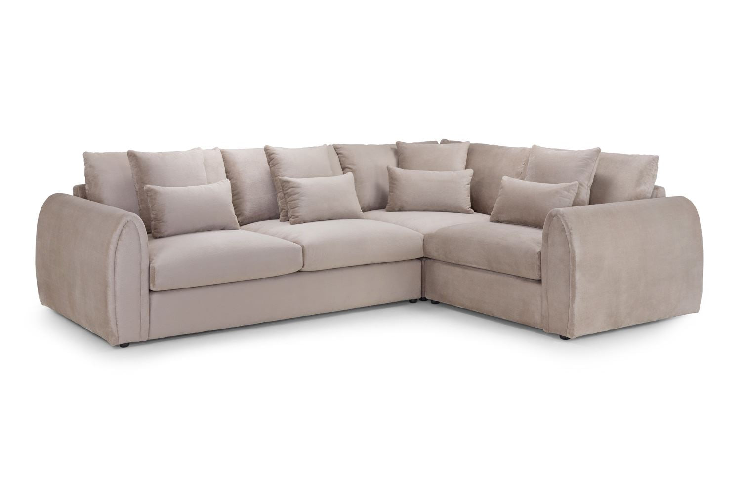 Plush Mirabel Mocha Right-Hand Corner Sofa: Luxurious Velvet Upholstery & Comfort