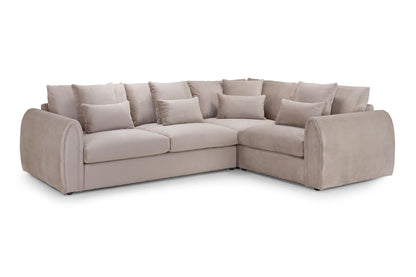 Plush Mirabel Mocha Right-Hand Corner Sofa: Luxurious Velvet Upholstery & Comfort