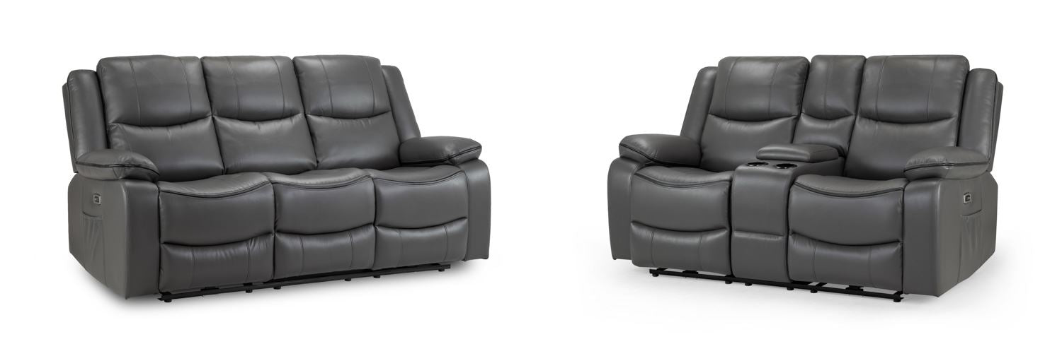 Harald Grey Electric Recliner Sofa Set: Luxurious 3+2 Seater for Ultimate Comfort