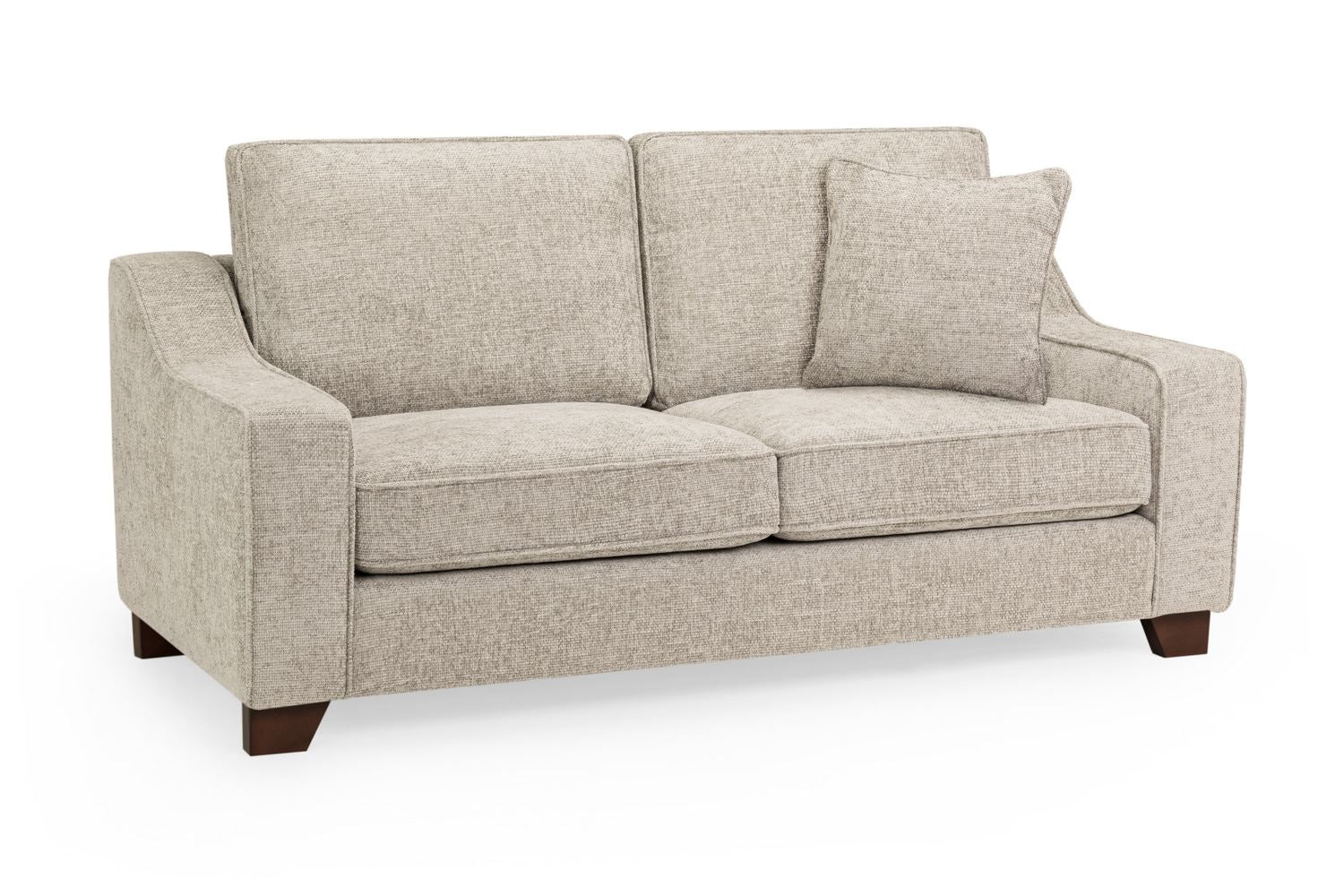Nebraska Stone 3-Seater Sofa: Plush Fabric, Removable Cushions, Wooden Feet
