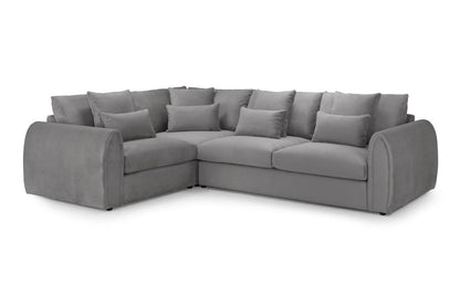 Mirabel Grey Velvet Left-Hand Corner Sofa | Spacious Seating, Comfort Cushions