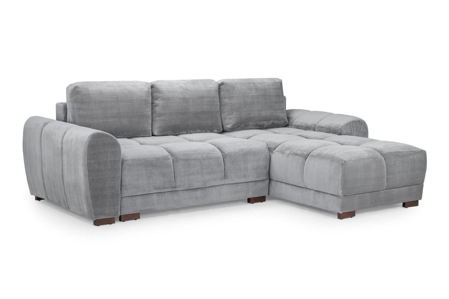 Azzuro Grey Universal Corner Sofabed: Plush Velvet, Convertible, Storage Solution