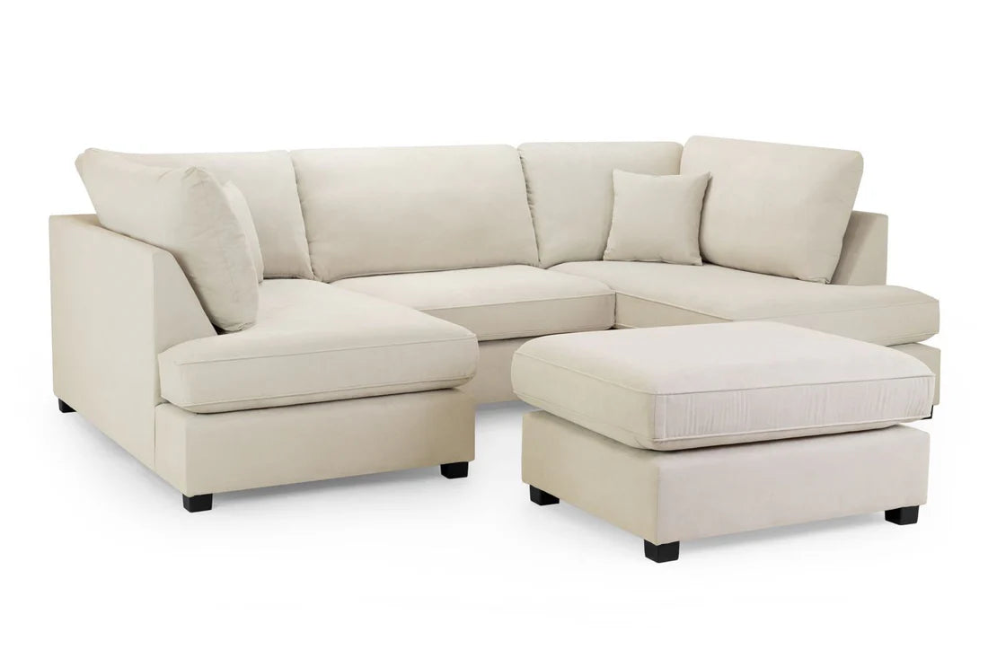 Carnaby Classic U-Shape Corner Sofa | Beige, Black & Grey