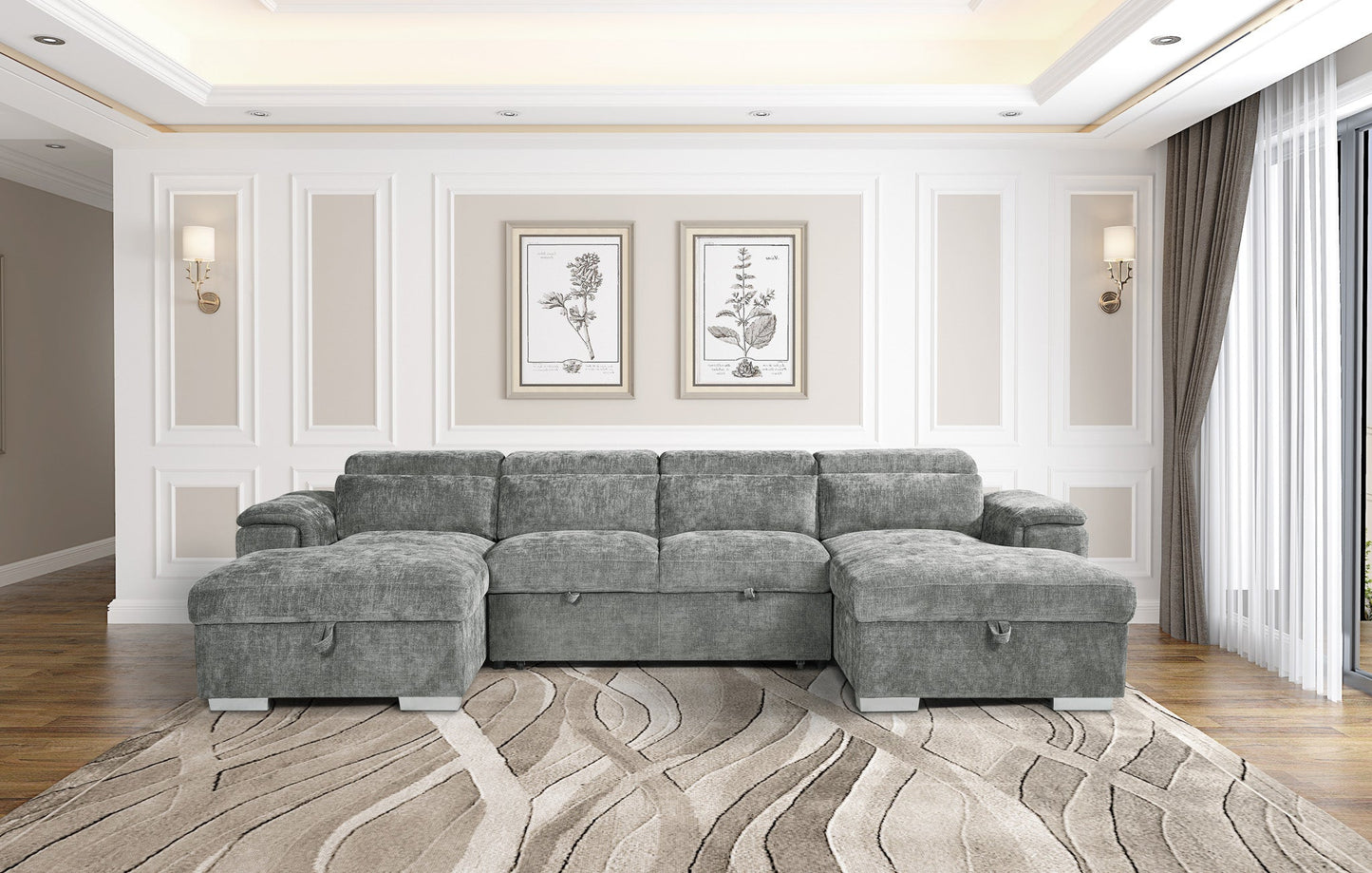 Stellar Alaya Grey U-Shape Corner Sofabed with Storage: Ultimate Comfort & Versatility