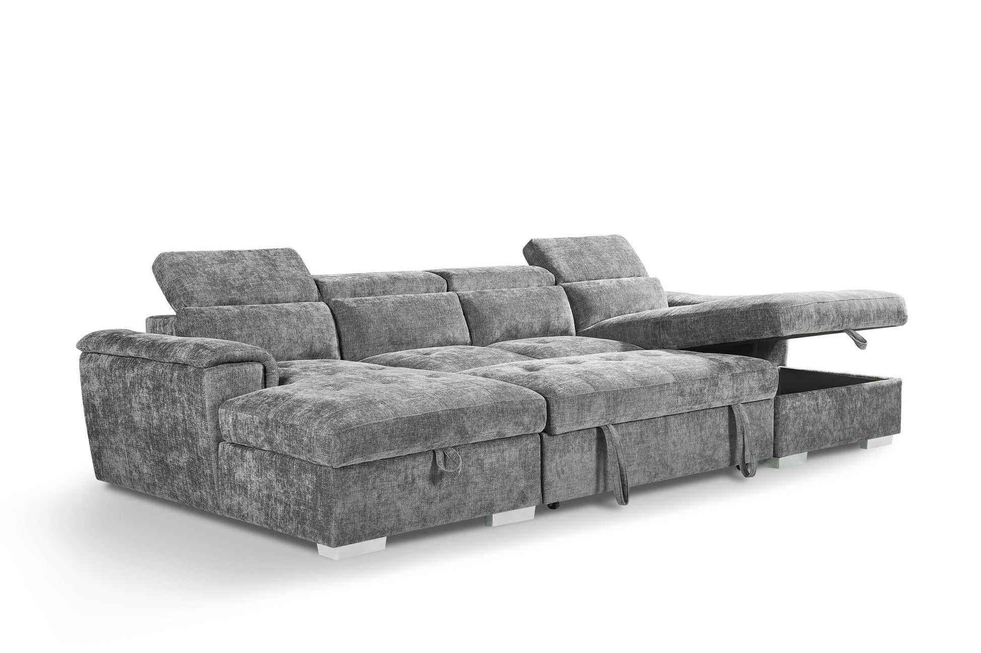 Stellar Alaya Grey U-Shape Corner Sofabed with Storage: Ultimate Comfort & Versatility