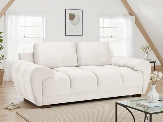 Azzuro Cream Velvet 2-Seater Sofa Bed: Ultimate Comfort, Storage, Stability