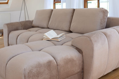 Azzuro Mocha Universal Corner Sofabed: Plush Velvet, Convertible Sofa with Storage