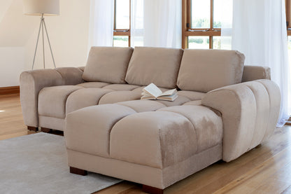 Azzuro Mocha Universal Corner Sofabed: Plush Velvet, Convertible Sofa with Storage