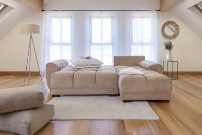 Azzuro Mocha Universal Corner Sofabed: Plush Velvet, Convertible Sofa with Storage