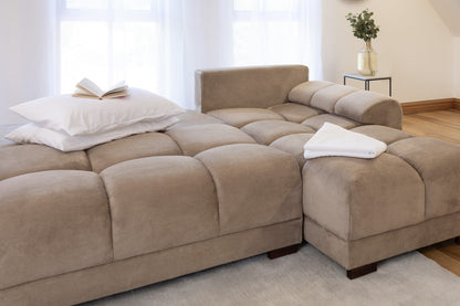 Azzuro Mocha Universal Corner Sofabed: Plush Velvet, Convertible Sofa with Storage