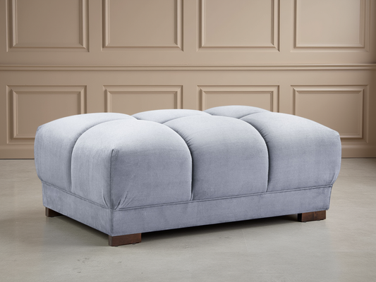 Azzuro Grey Velvet Footstool: Plush Comfort, Anti-Slip Stability for Lounge