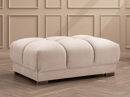 Azzuro Plush Velvet Mocha Footstool: Anti-Slip Feet, Luxurious Comfort, Elegant Design