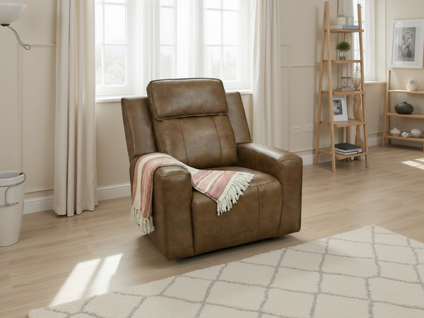 Luxurious Barcelona Brown Electric Recliner Armchair - Genuine Leather Comfort & Style