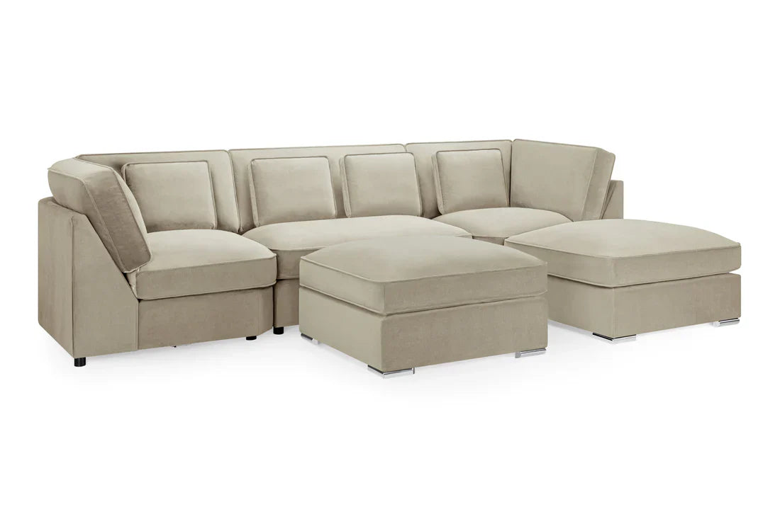 Belgravia  U-Shape Corner Sofa: Plush Velvet, Modular, Family Living