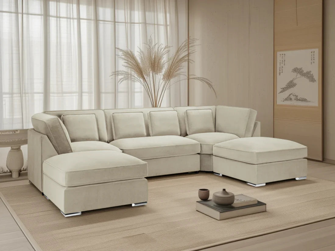 Belgravia  U-Shape Corner Sofa: Plush Velvet, Modular, Family Living
