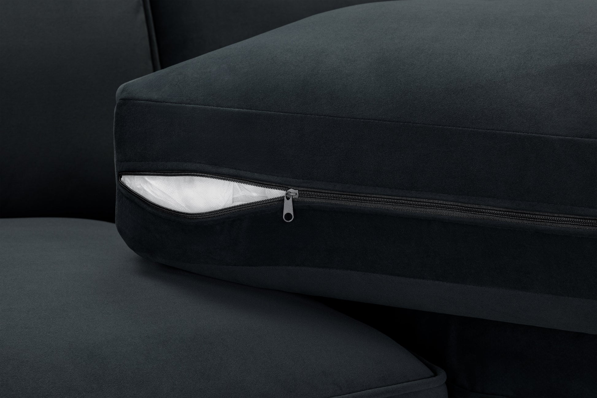 Belgravia Slate U-Shape Corner Sofa: Plush Velvet, Modular, Family Living