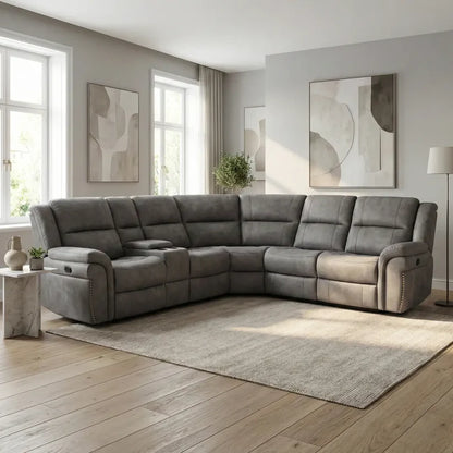 Berlin Electric Recliner Corner Sofa Micro Fibre Fabric
