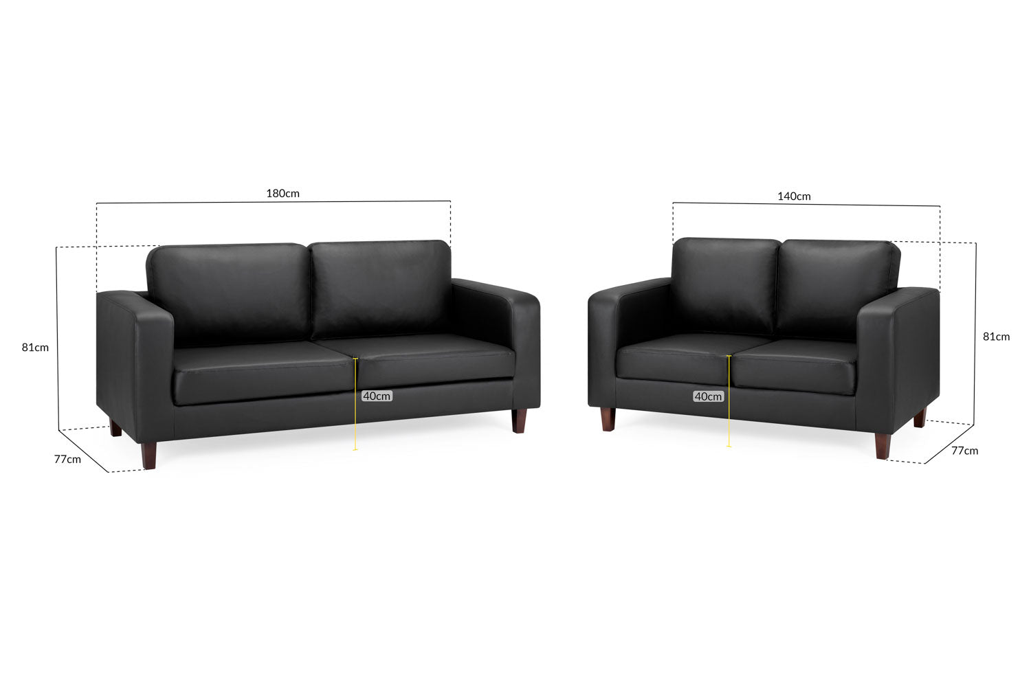 Compact Black Faux Leather 3+2 Sofa Set: Modern 'Sofa in a Box' Design