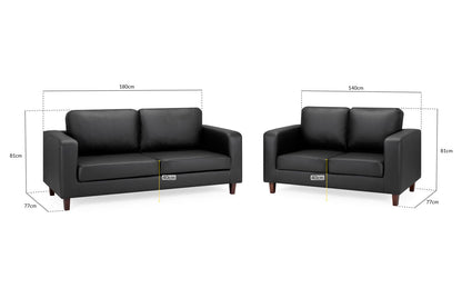 Compact Black Faux Leather 3+2 Sofa Set: Modern 'Sofa in a Box' Design