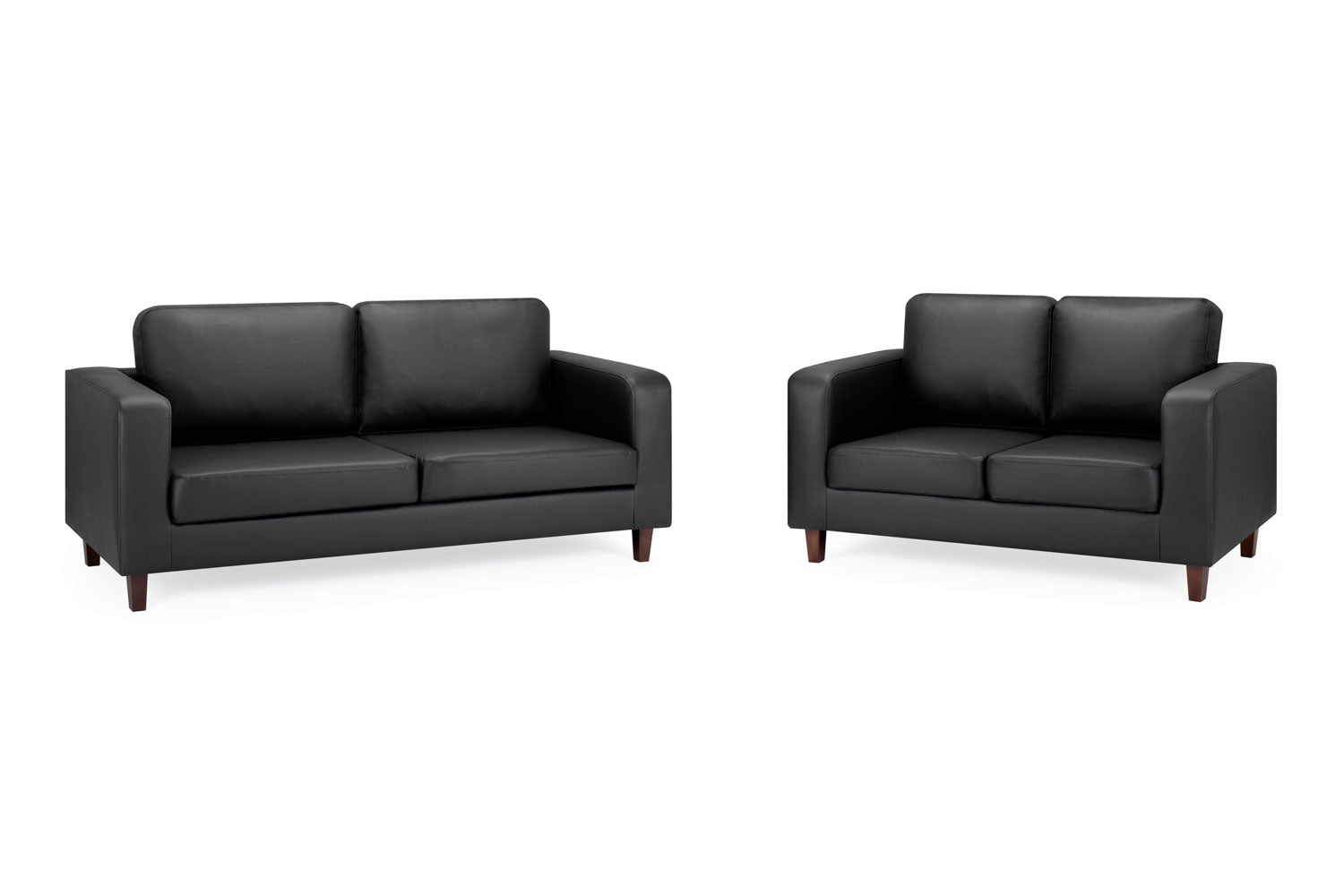 Compact Black Faux Leather 3+2 Sofa Set: Modern 'Sofa in a Box' Design