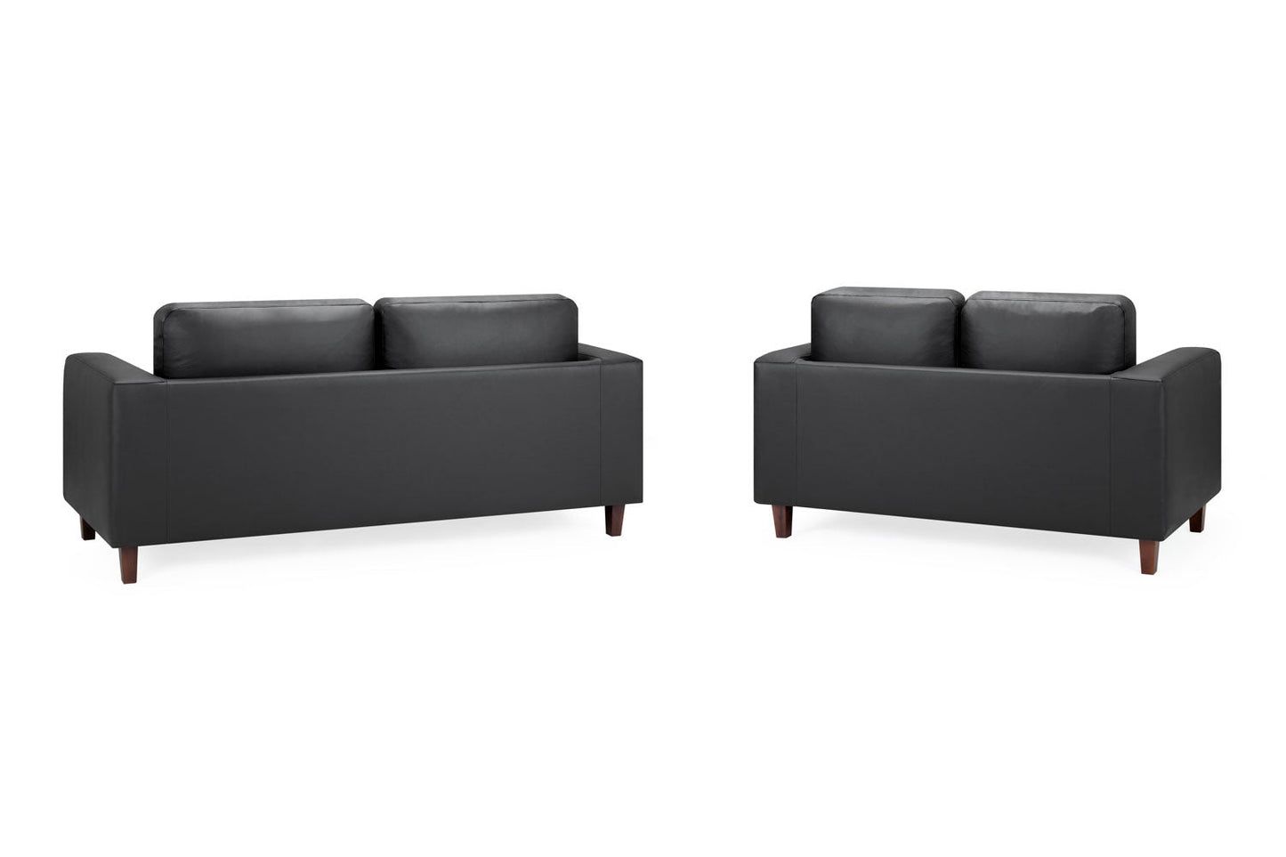 Compact Black Faux Leather 3+2 Sofa Set: Modern 'Sofa in a Box' Design