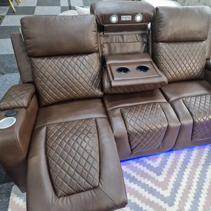 Florida Music Electric Recliners 3+2 Seater Leather Sofa, Blutooth Speakers, LED LIGHTS, USB CHARGER