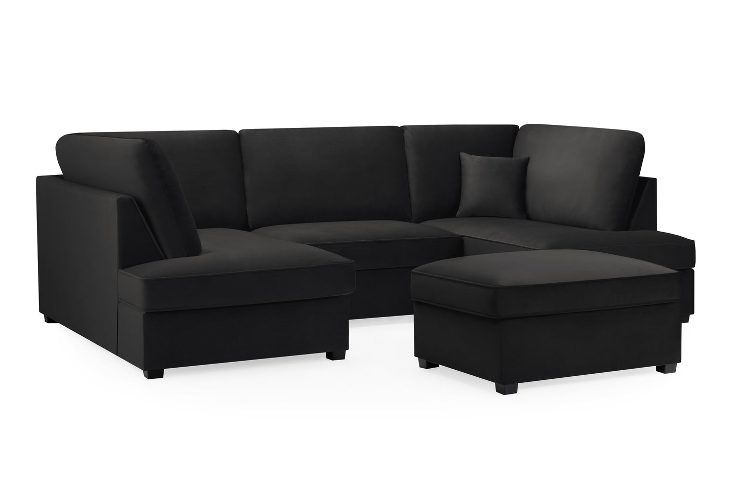 Luxurious Carnaby Plush Black U-Shape Corner Sofa for Ultimate Comfort