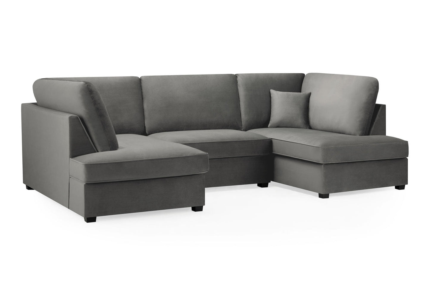 Carnaby Plush Grey U-Shape Corner Sofa: Spacious, Comfortable, Stylish Living Room Seating