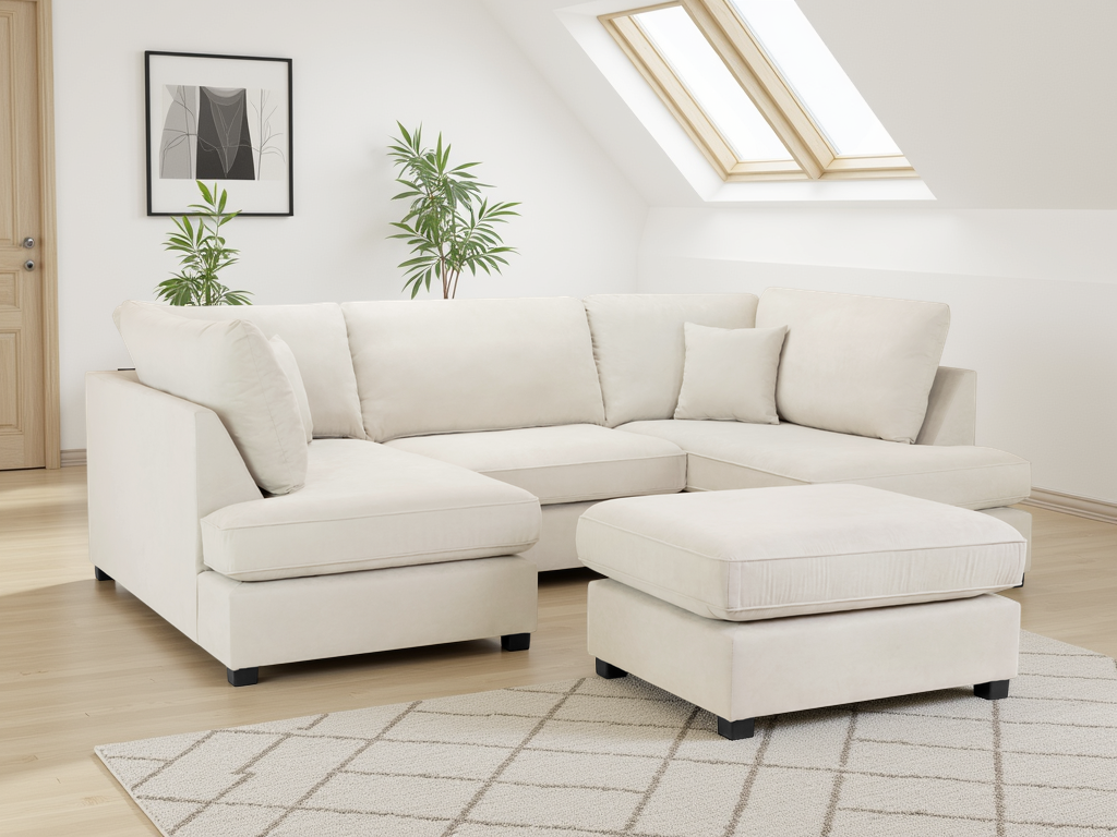 Carnaby Classic Beige U-Shape Corner Sofa with Removable Cushions
