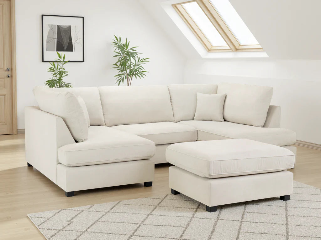 Carnaby Plush  U-Shape Corner Sofa: Spacious, Comfortable, Stylish Living Room Seating