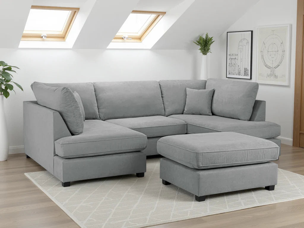 Carnaby Plush  U-Shape Corner Sofa: Spacious, Comfortable, Stylish Living Room Seating