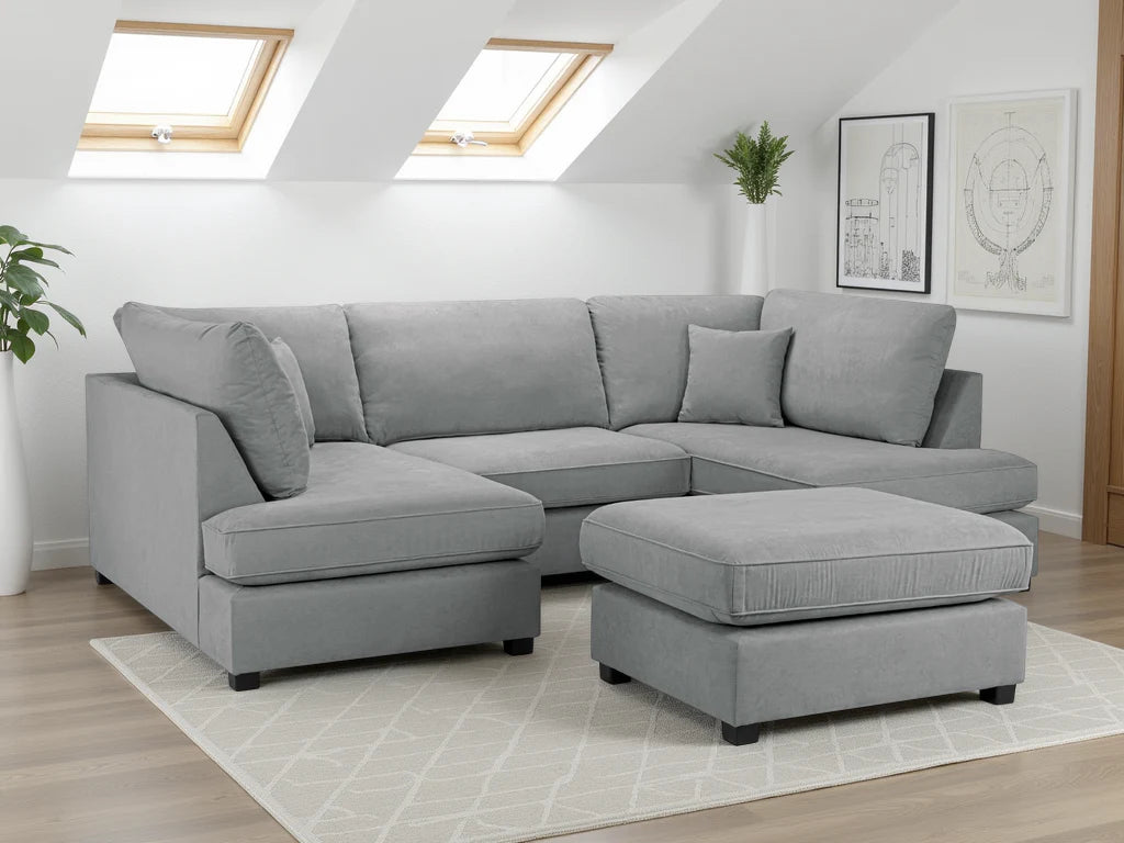 Carnaby Classic U-Shape Corner Sofa | Beige, Black & Grey