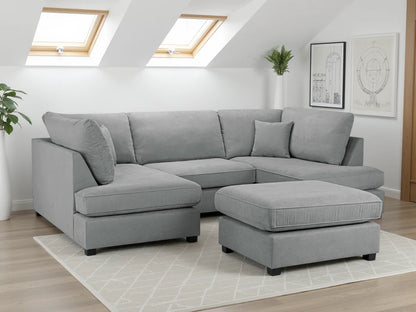 Carnaby Classic U-Shape Corner Sofa | Beige, Black & Grey