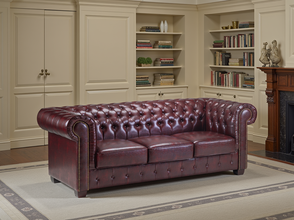Luxurious Chesterfield Oxblood Red 3-Seater Sofa - Classic Buttoned Design