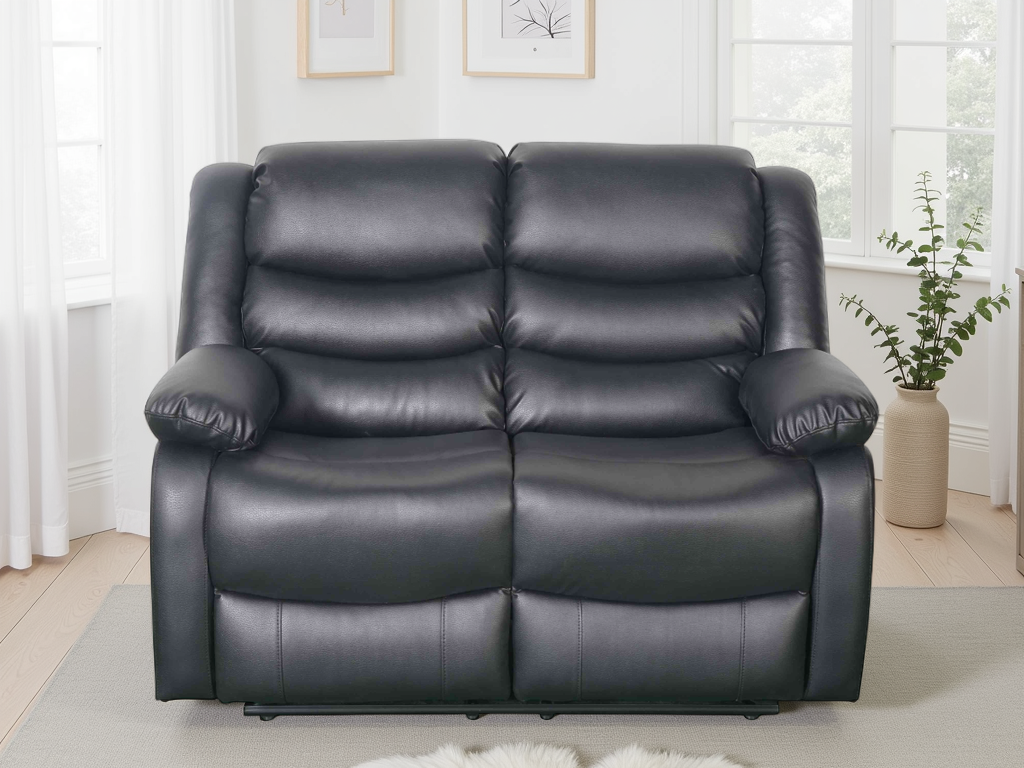 Conrad 2-Seater Manual Recliner Sofa | Brown & Black Bonded Leather