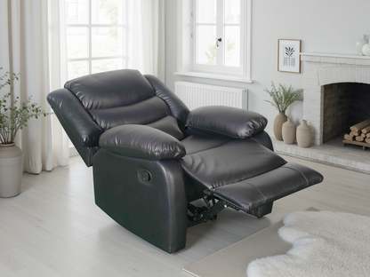 Conrad Manual Recliner Black Bonded Leather Armchair – Ultimate Comfort & Style