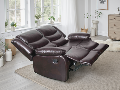 Luxurious Conrad Brown 2 Seater Manual Recliner Sofa for Ultimate Comfort