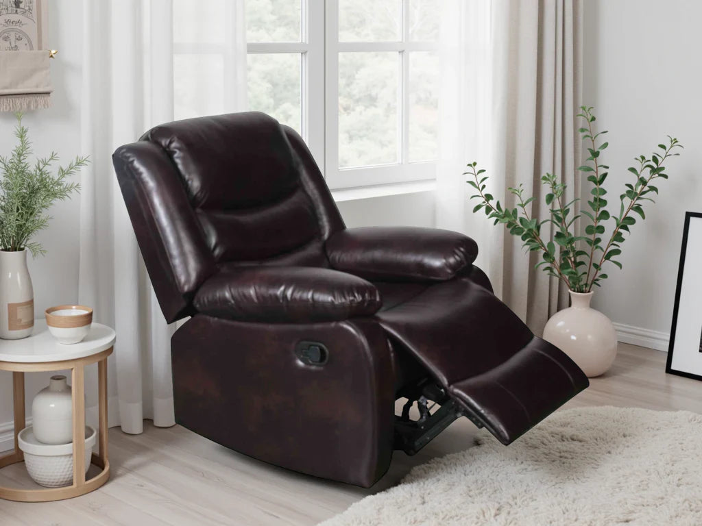 Conrad Manual Recliner Armchair | Black & Brown Bonded Leather