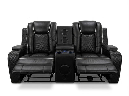 Emilay Premium Leather Electric Recliner 3 & 2 Seater Sofa with Cooling Cupholders, Integrated Speaker System, Reading Lights and Wireless Charging
