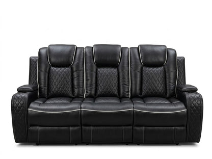Emilay Premium Leather Electric Recliner 3 & 2 Seater Sofa with Cooling Cupholders, Integrated Speaker System, Reading Lights and Wireless Charging