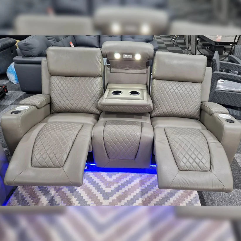 Florida Music Electric Recliners 3+2 Seater Leather Sofa, Blutooth Speakers, LED LIGHTS, USB CHARGER