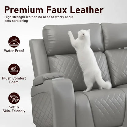 Florida Music Electric Recliners 3+2 Seater Leather Sofa, Blutooth Speakers, LED LIGHTS, USB CHARGER