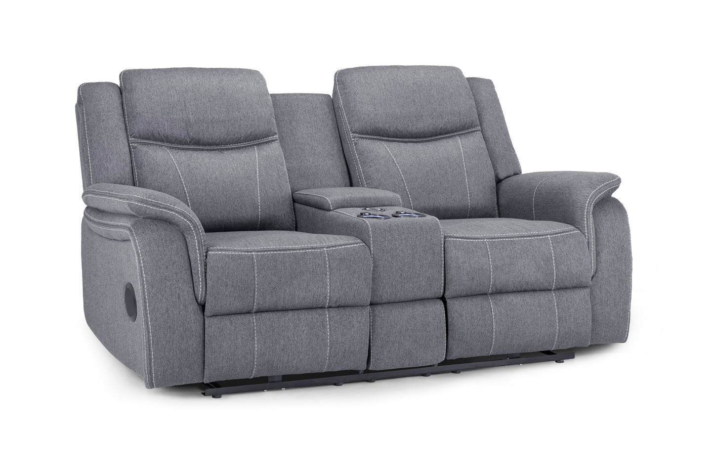 Galaxy Tech Electric 2-Seater Recliner Sofa with USB, Cupholders & Storage