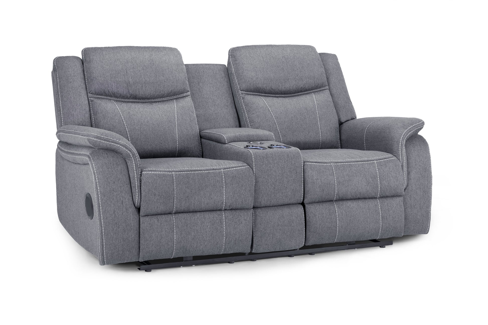 Galaxy Tech Electric 2-Seater Recliner Sofa with USB, Cupholders & Storage