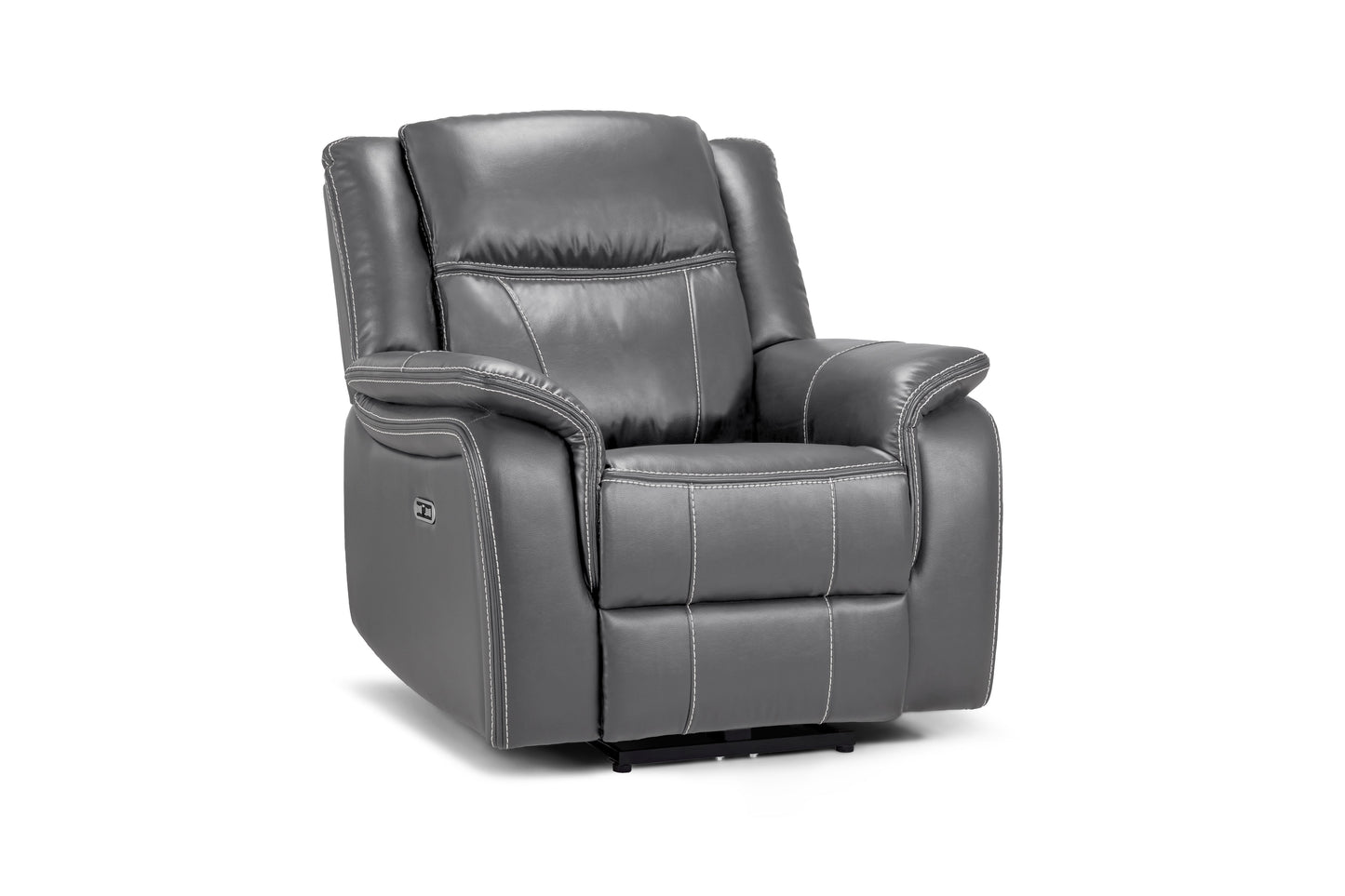Galaxy Tech Electric Recliner Armchair: USB Ports, Cup Holders, Storage, Grey Leather