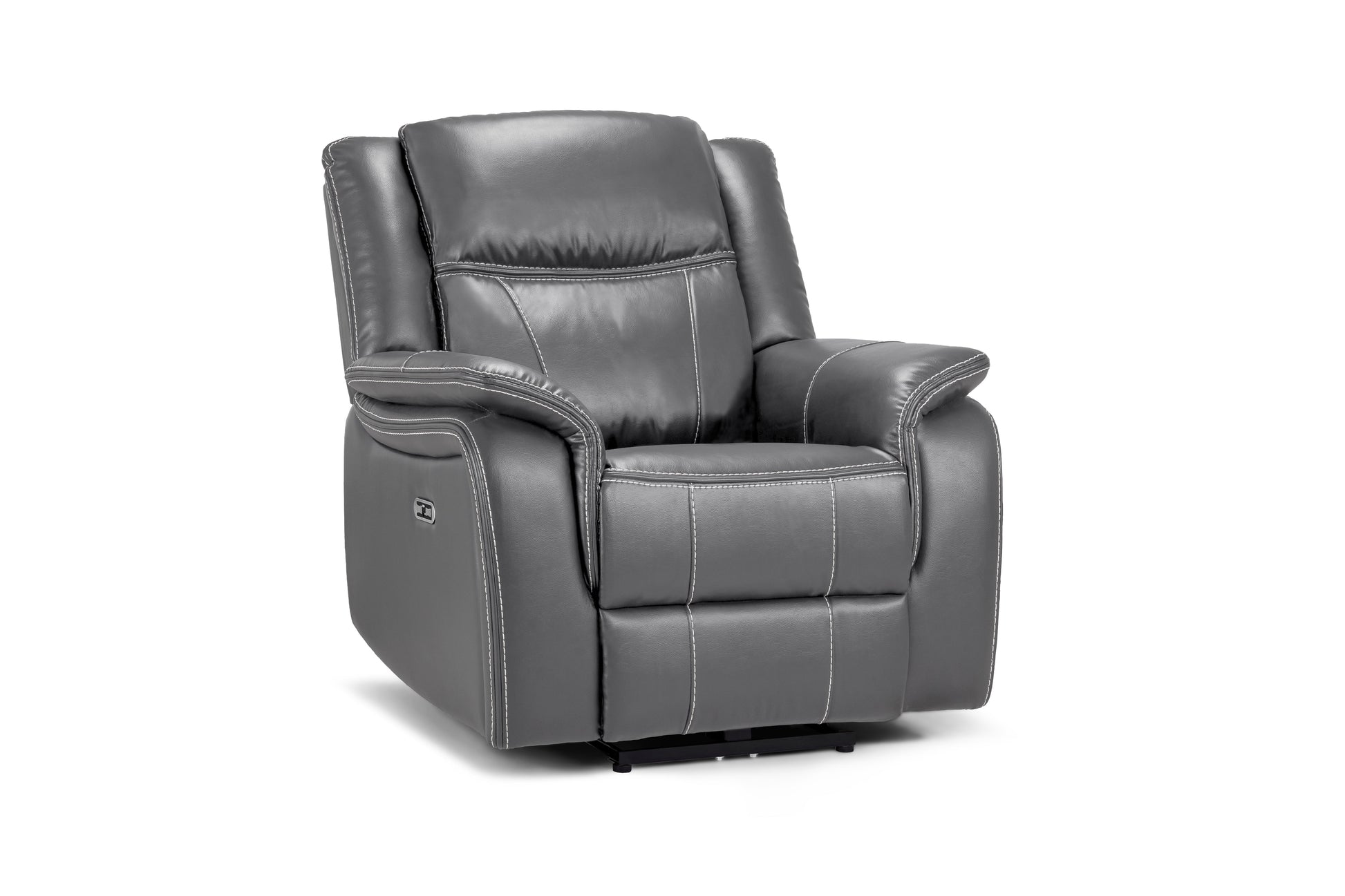 Galaxy Tech Electric Recliner Armchair: USB Ports, Cup Holders, Storage, Grey Leather