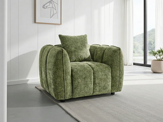 Luxurious Venice Olive Fabric Armchair Sofa with Plush Comfort Design