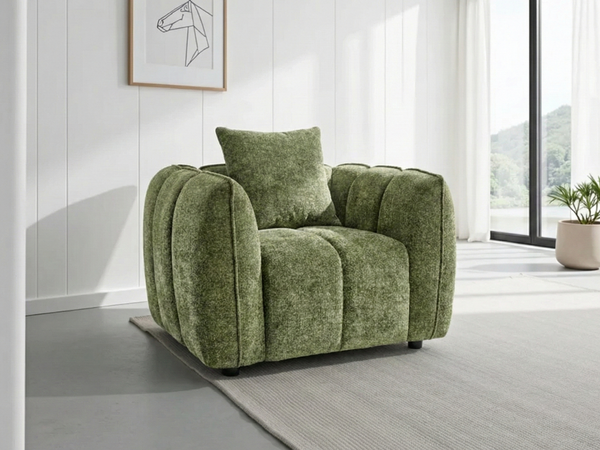 Luxurious Venice Olive Fabric Armchair Sofa with Plush Comfort Design